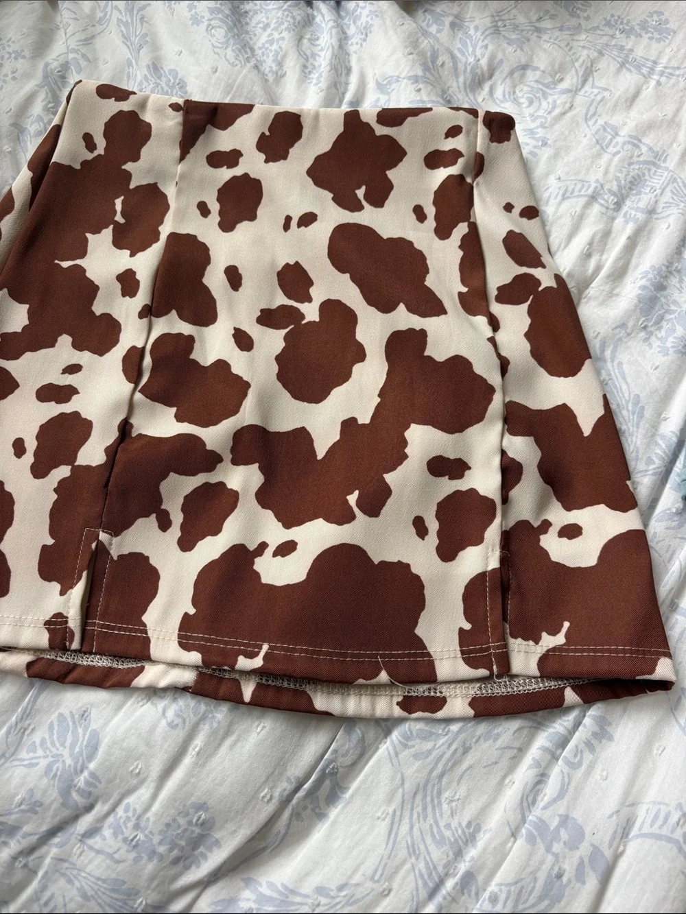 Brown Cow-Print Mini Skirt - Girls